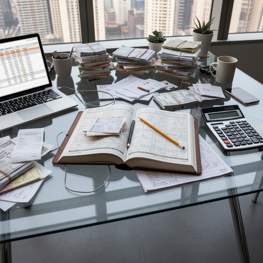 Disorganized financial records and accounting materials